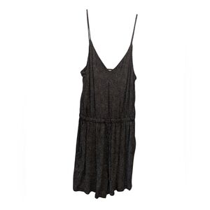 H&M Black Tan Speckle Spaghetti Strap Romper With Pockets Size XS *NWT